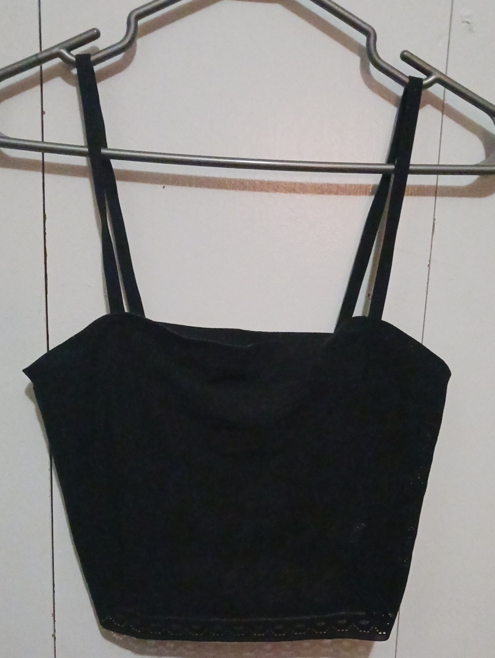 aerie Black Cropped Camisole with Double Spaghetti Straps